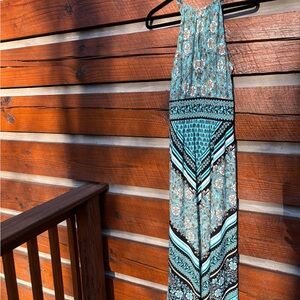 Bohemian Maxi Dress in Blue and Black